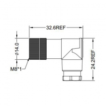 Assembly Connector, A Code - M8 4pins A code female right angle plastic assembly connector, unshielded